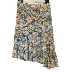 Idom Flutter Shredded Pop Art Print Skirt  Size M